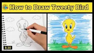 How to Draw Tweety Bird from Looney Tunes Cartoon Art Tutorial