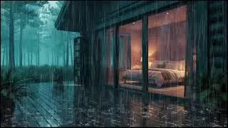 Cozy Forest Cabin with Soft Rain at Night | Natural Rain Sounds for Peaceful Sleep