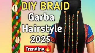 👉DIY BRAIDED HAIR ACCESSORIES 2025✨|MIRROR BEADS & SHELL WORK❣️|💃GARBA & NAVRATRI HAIRSTYLE TUTORIAL