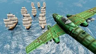 Destroying Cars & Pirate Ships With Airplanes -  BeamNG.Drive