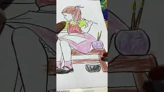 Painting a Cute Girl 🎨👧💖 #CuteArt #PaintingFun #adorablecharacters