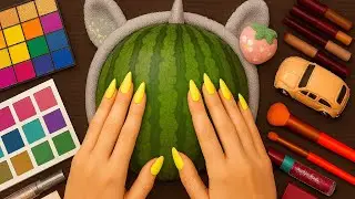 ASMR 💋✨ Makeup on Watermelon For Sleep 🍉 (No Talking)  Relaxing Skincare Video !