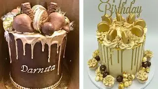 Gold drip cake design/Gold drip cake decorating ideas