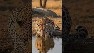 &rdquo;🎥 &ldquo;Leopard Drinking Water Close-Up | Majestic Big Cat Video&rdquo; #wildlife #asmr #leopard#asmr#nature