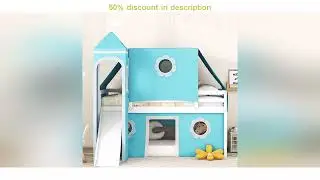 Best product reviews : Loft Bed With Slide Curtains Tower Solid Wood Castle Bed Frame With Te