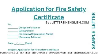 Application for Fire Safety Certificate - Sample Application Requesting a Fire Safety Certificate