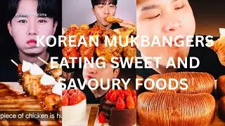 Korean mukbangers eating too much sweet and savoury foods |bites only |compilation