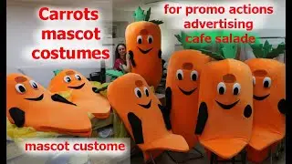 Carrot mascot costumes for advertising salad cafe | Mascot custom | 9 carrots