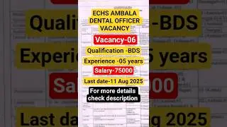 ECHS dental officer Vacancy! #bds #mds #vacancy #job #apply #dentist #dentistry #bdsjobs