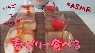 【ASMR】春ゼリー食べる！【咀嚼音】【モッパン】【Eating sounds】【모팡】【mukbang】【苺】【さくらんぼ】