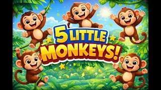 Five Little Monkeys 🐒 | Counting Rhyme for Kids | Fun Learning Song