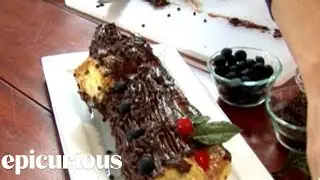 Decorating a Christmas Yule Log Cake