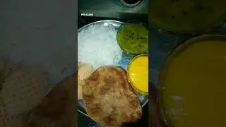 Today's Lunch Plate Rice Palak Dal Mango juice Puri and papad ll Veg Thali #prasam #food #trending
