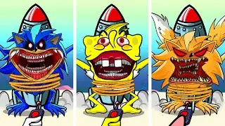 ALL SPONGEBOB TITAN ROBOT Houses vs The Sonic Tapes 2 | Animation Cartoon