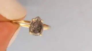 1920's Raw Salt and Pepper Diamond Rose Cut Pear Diamond Ring | Unique Engagement Ring