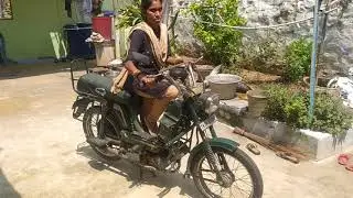 Girl kick start 39 year old TVS champ 50cc Bike | Girl riding old bike | #shorts #girlrider