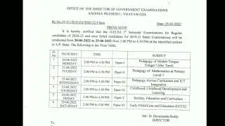 AP D.El.Ed 2019 - 21 ! 1st Semester Exam's Time table! V9 (Telugu)