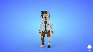 Voxel Zombie Scientist Character - 3D Game Asset