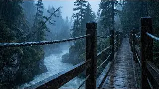 Rain Sounds For Sleeping 99% | Heavy Rain & Distant Thunder on a Forest Bridge