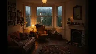 Old Victorian Room Ambience with Rain on Window Sounds for Relax, Study, Sleep