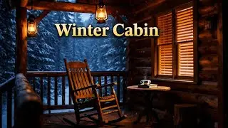 Continuous Heavy Rain at a Cozy Winter Cabin for Deep Sleep