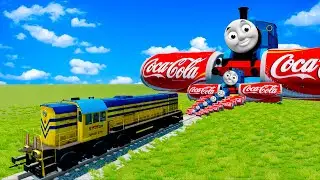 Big & Small Thomas the Tank Engine and Thomas Friend with soda Wheels vs Train | BeamNG.Drive