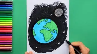 How to draw Planet Earth from Space