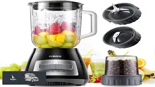 GDOR Blender 52 Oz Glass Jar Multi Function Kitchen Blender & Grinder Combo