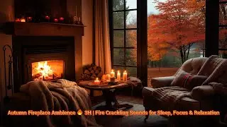 Autumn Fireplace Ambience 🔥 3H | Fire Crackling Sounds for Sleep, Focus & Relaxation