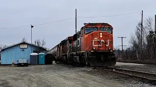 Nice Looking & Red EMD SD75I Leader on Local Freight Train CN 594 Crawling Through!