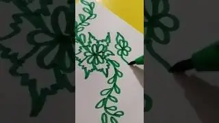 pattern flowers/ easy floral design/ green drawing/floral draw with marker #art #draw #ytshorts