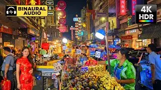 【4K HDR】Chinatown Bangkok | Yaowarat Rd 🇹🇭 Binaural ASMR Walking Tour