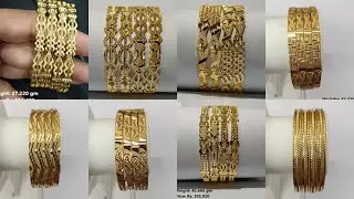 Lightweight Gold bangles designs 2022 with weight and price| Dailywear gold bangle collection#indhus