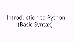 Introduction to Python || Basics to Python || (English)