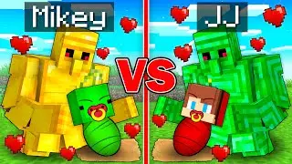 Mikey GOLD vs JJ EMERALD GOLEM Adopt Battle in Minecraft  - Maizen