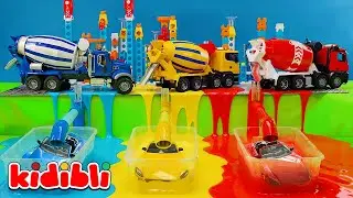 Jouet Camion Ciment : Transformation des Voitures & Couleur du Sable | Vid&eacute;o Jouets Enfant | Kidibli