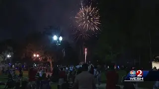 Fireworks light up the sky in downtown Orlando