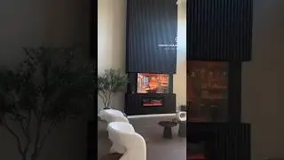 High Ceiling TV Accent Wall with fireplace #fireplace #highceilings #livingroomdecor
