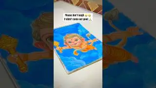 Flying Hanuman ji Drawing ✨ | Powerful Bajrangbali Art 2025 🧡 #shorts #sunnyvermaart