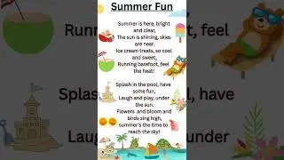 Summer Fun | English Poem for Kids | Poem in English for Kids | Poems | Kids Poems 👦👧 #shorts
