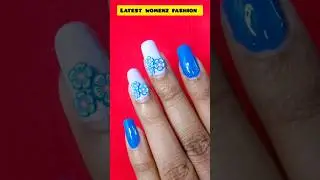 1 minute nail art 💙 Nail art tutorial for beginners / floral nail art 💅 #viral #trending #shorts