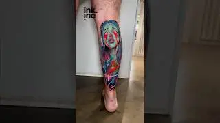 Surreal Color Calf Tattoo | Cosmic Portrait Ink #tattoo #ink