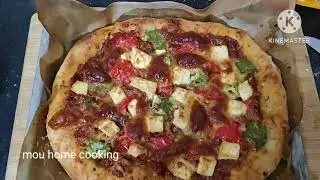 Homemade poneer pizza made in new year night || New year rate barite tairy korlam poneer pizza 