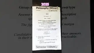 Philosophy (Minor) | semester 1 |BBMKU |  Question paper | 2024-25 #bbmku_dhanbad #philosophy