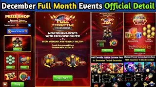 December Full Month Events Official Details🔥||New Full Throttle Theme Free🔥|Prize Shop🤔|#CarromPool🔥