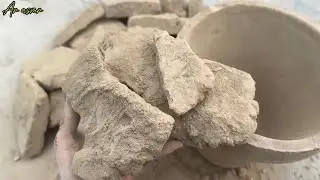 Gritty mud dirt dry crumbling in clay pot 🔥satisfying relaxing 