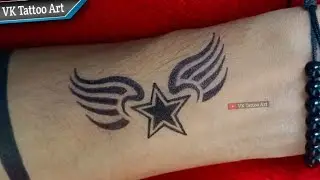how to make Star tattoo EASY | star tattoo with wings | how to draw a nautical star | tatu