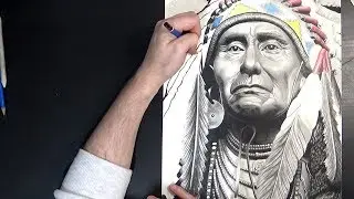 Native American, Speed drawing by Lee Bourke