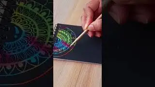 easy mandala art on magic book /scratchnote drawing #shorts #scratchbook #mandalaart