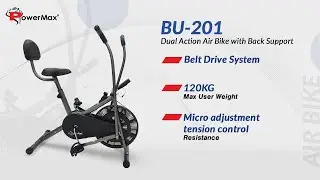 PowerMax Fitness BU-201 Dual Action Air Bike/Exercise Bike with Back Support for Home Workout